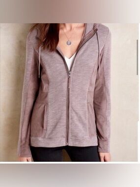 Akemi + Kin Abbe Full Zip Hoodie Medium Mauve Taupe Hooded Jacket
